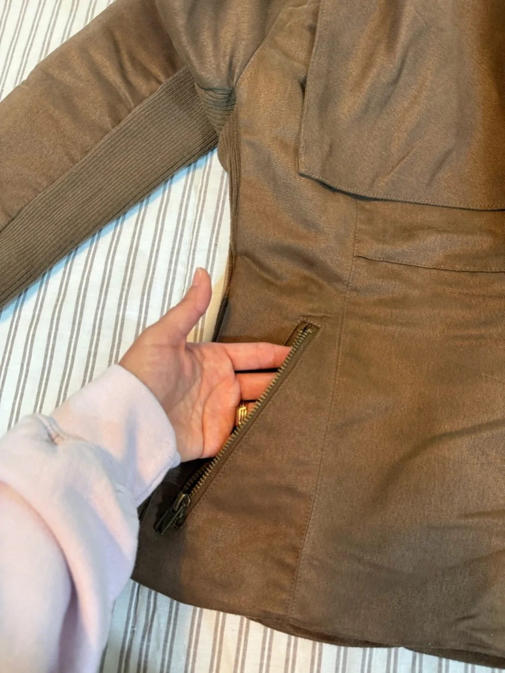 New York & Company Collection Asymmetrical Faux Suede Brown Jacket Size M - Picture 9 of 14